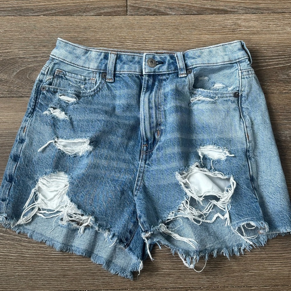American Eagle Distressed High Waisted Denim Shorts